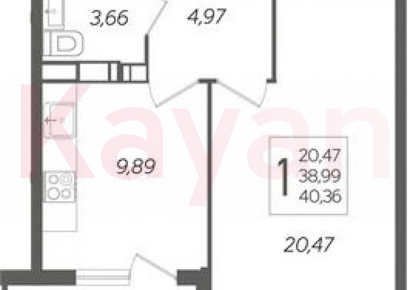 Продажа 1-комн. квартиры, 39.1 кв.м фото 0