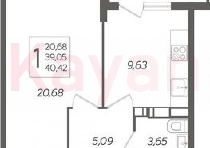 Продажа 1-комн. квартиры, 39.05 кв.м фото 0