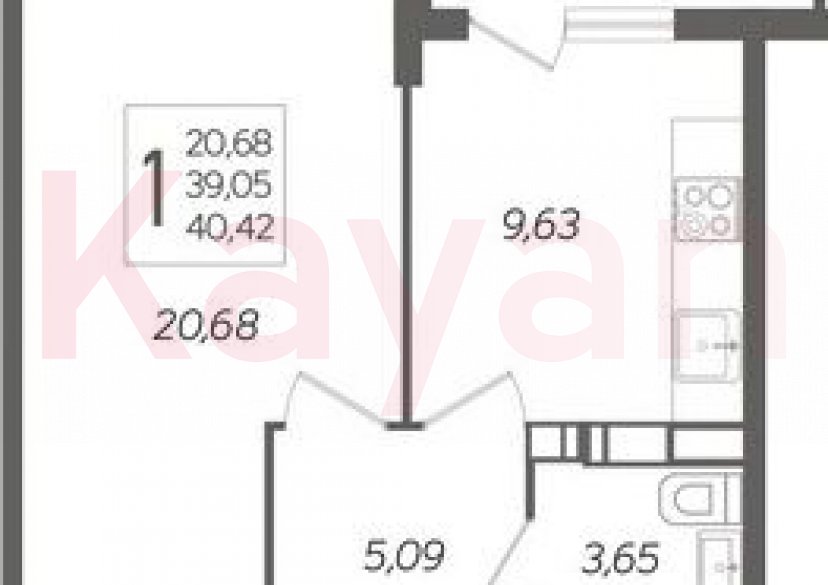 Продажа 1-комн. квартиры, 39.05 кв.м фото 0