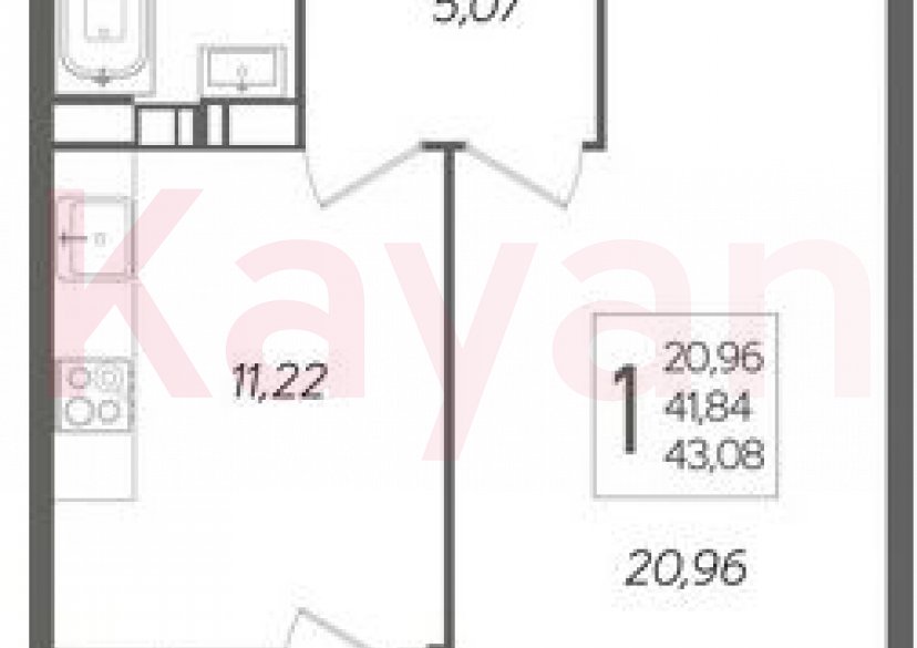 Продажа 1-комн. квартиры, 41.94 кв.м фото 0