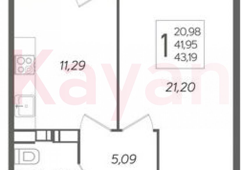 Продажа 1-комн. квартиры, 42.05 кв.м фото 0