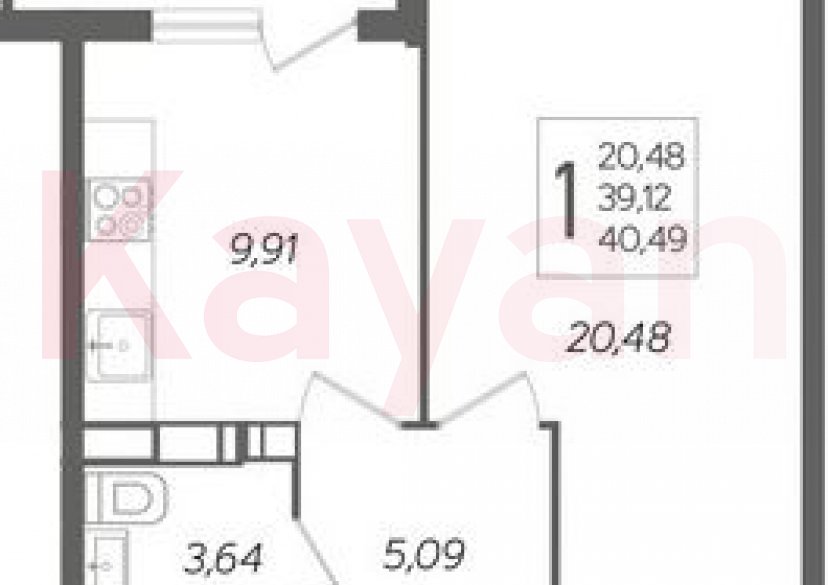 Продажа 1-комн. квартиры, 39.29 кв.м фото 0