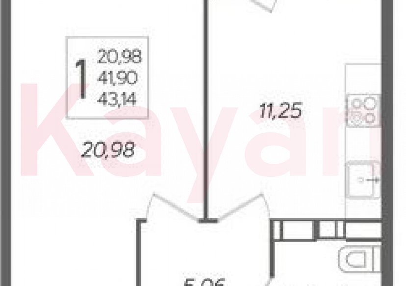 Продажа 1-комн. квартиры, 42 кв.м фото 0