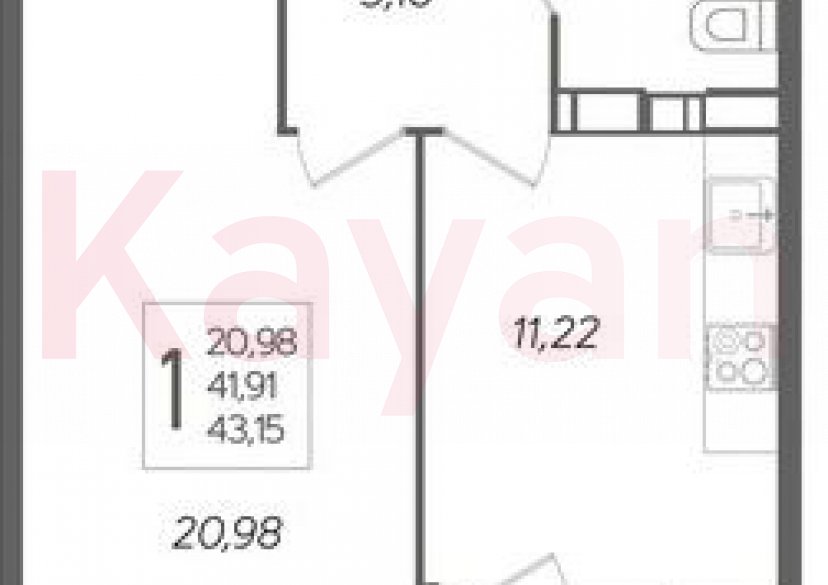 Продажа 1-комн. квартиры, 42.01 кв.м фото 0