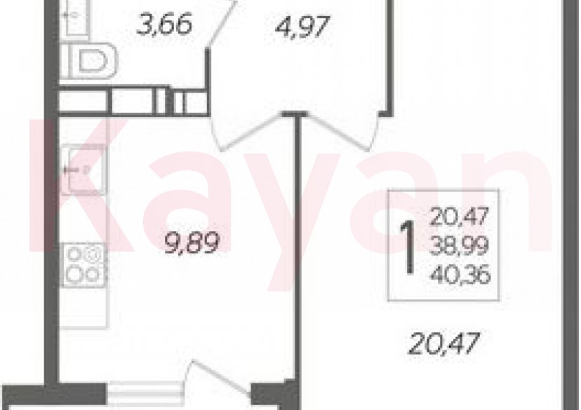 Продажа 1-комн. квартиры, 39.1 кв.м фото 0