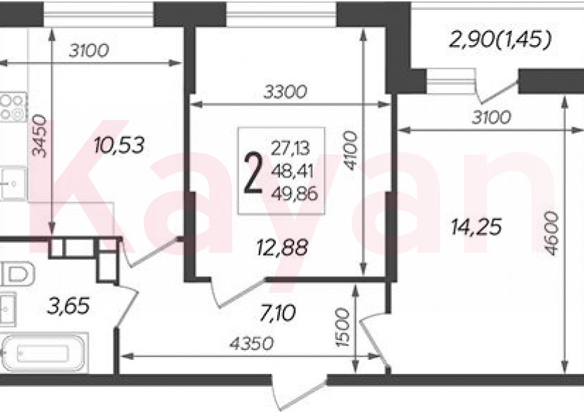 Продажа 2-комн. квартиры, 48.41 кв.м фото 0