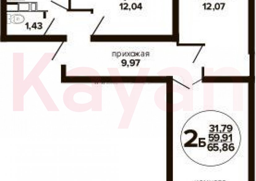 Продажа 2-комн. квартиры, 59.91 кв.м фото 0