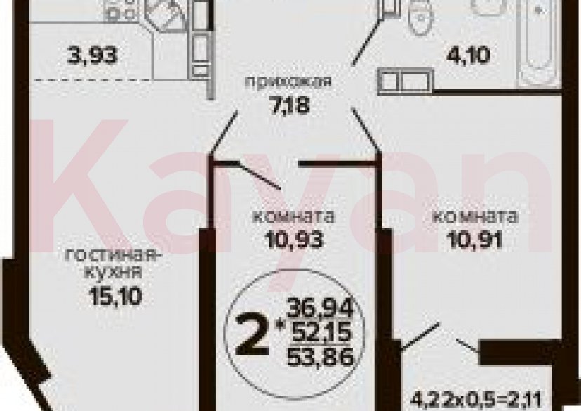 Продажа 3-комн. квартиры, 52.15 кв.м фото 0