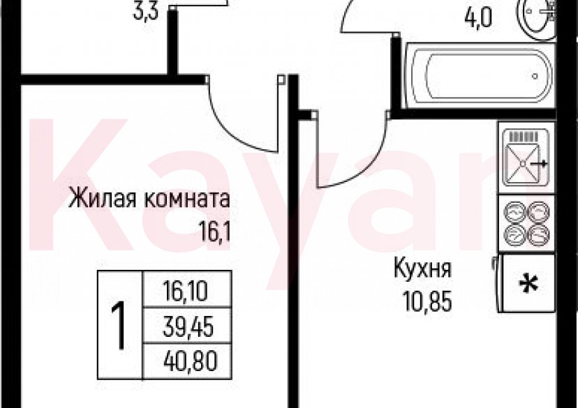 Продажа 1-комн. квартиры, 39.45 кв.м фото 0