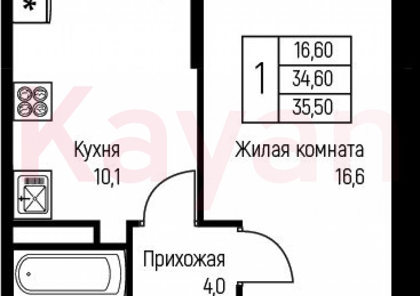 Продажа 1-комн. квартиры, 34.6 кв.м фото 0