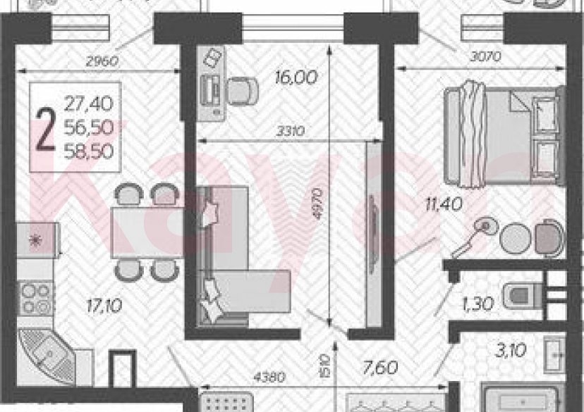 Продажа 3-комн. квартиры, 56.5 кв.м фото 0