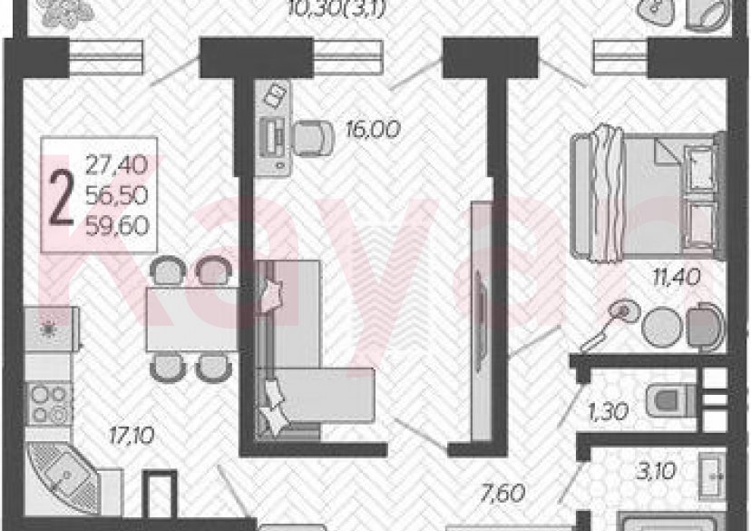 Продажа 3-комн. квартиры, 56.5 кв.м фото 0