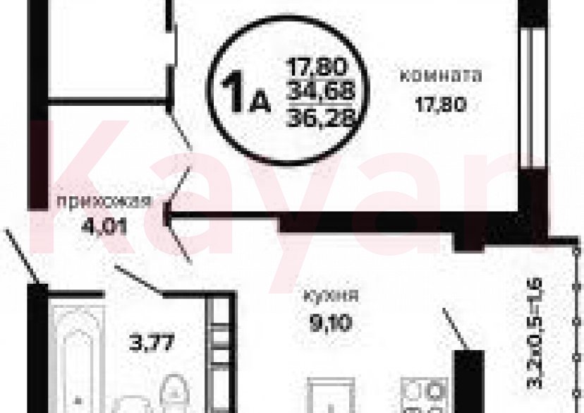 Продажа 1-комн. квартиры, 34.68 кв.м фото 0