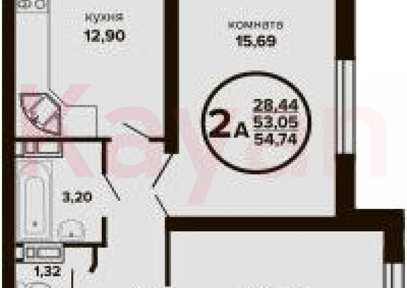 Продажа 2-комн. квартиры, 53.05 кв.м фото 0