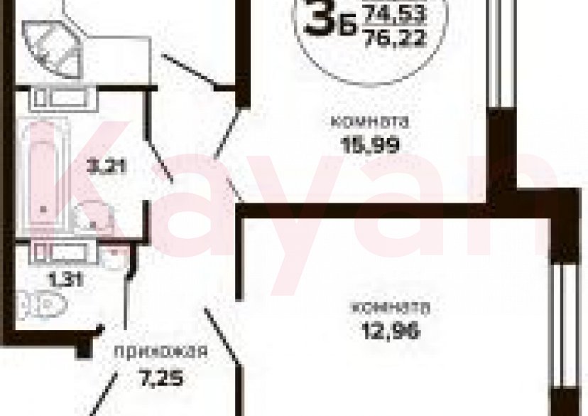 Продажа 3-комн. квартиры, 74.53 кв.м фото 0