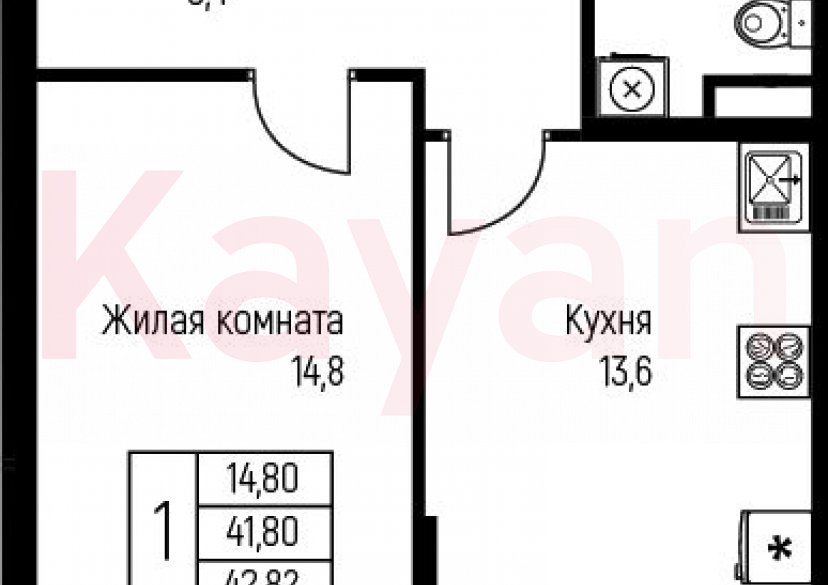 Продажа 1-комн. квартиры, 41.8 кв.м фото 0