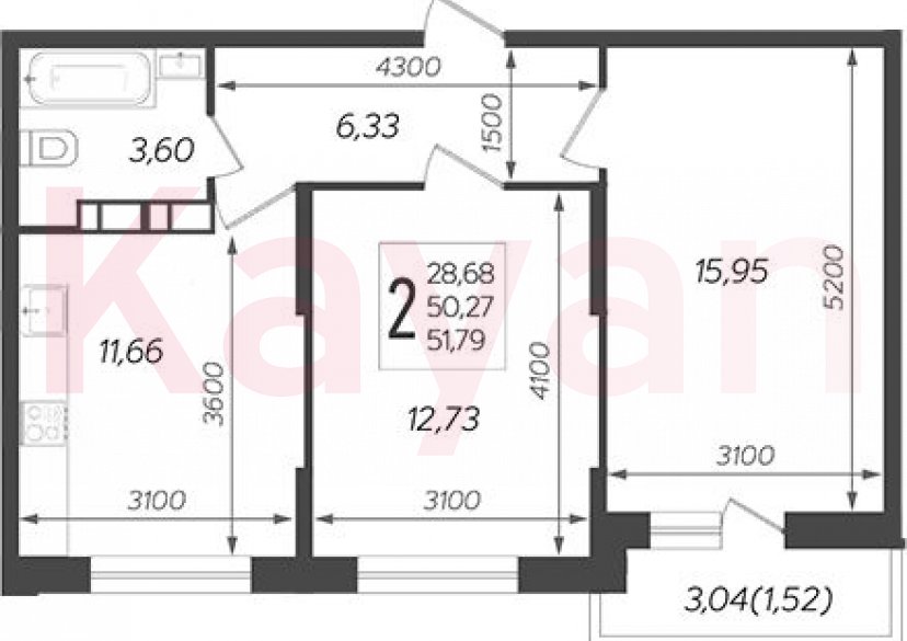 Продажа 2-комн. квартиры, 50.27 кв.м фото 0