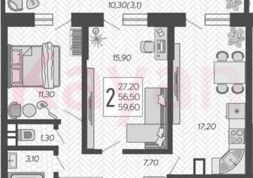 Продажа 3-комн. квартиры, 56.5 кв.м фото 0