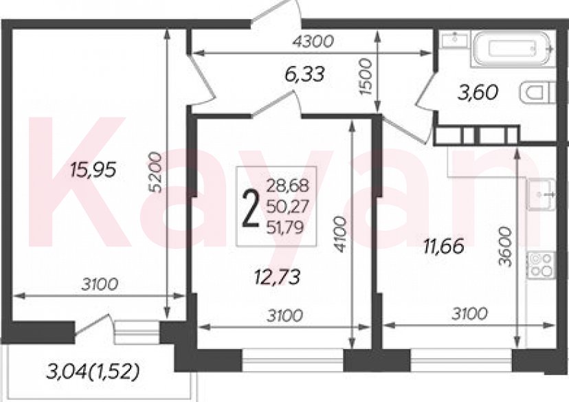 Продажа 2-комн. квартиры, 50.27 кв.м фото 0