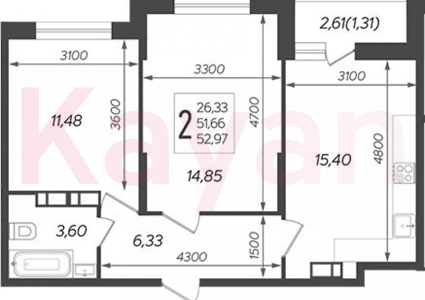 Продажа 3-комн. квартиры, 51.66 кв.м фото 0