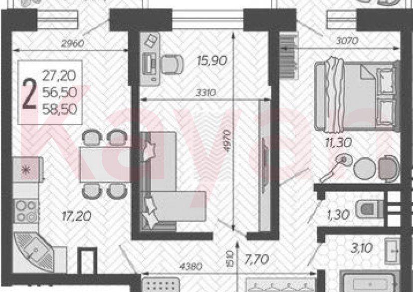 Продажа 3-комн. квартиры, 56.5 кв.м фото 0