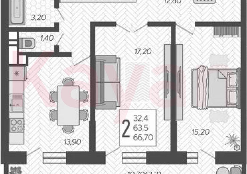 Продажа 2-комн. квартиры, 62.5 кв.м фото 0