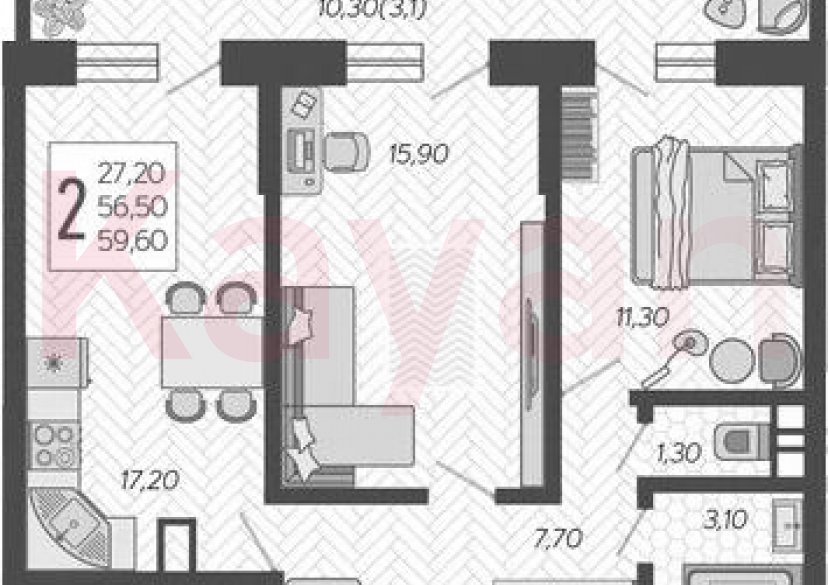 Продажа 3-комн. квартиры, 56.5 кв.м фото 0