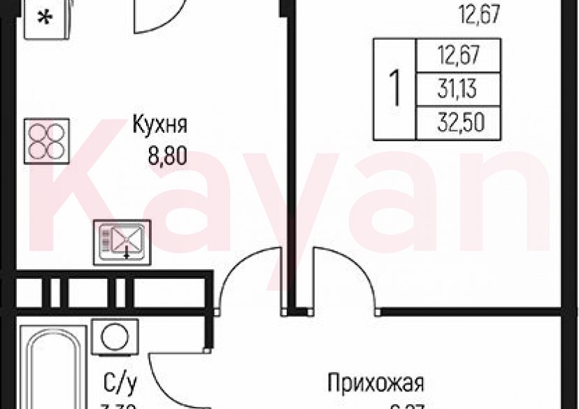 Продажа 1-комн. квартиры, 31.13 кв.м фото 0