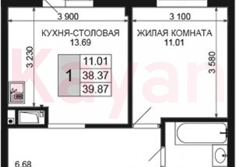 Продажа 1-комн. квартиры, 38.37 кв.м фото 0