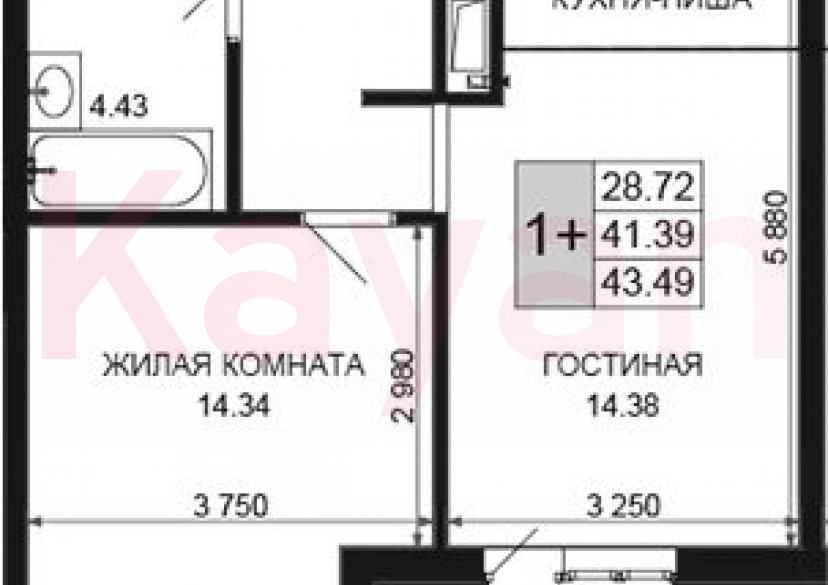 Продажа 2-комн. квартиры, 41.39 кв.м фото 0