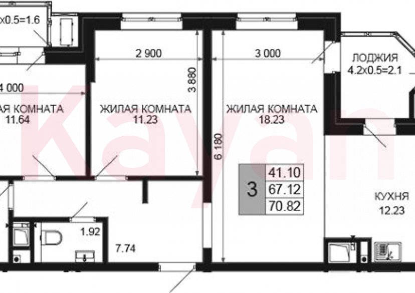 Продажа 3-комн. квартиры, 67.12 кв.м фото 0