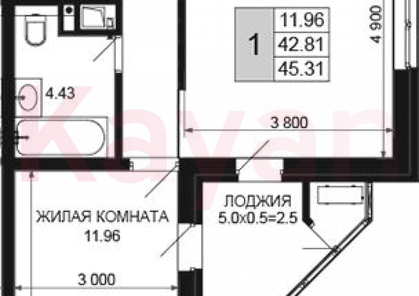 Продажа 2-комн. квартиры, 42.81 кв.м фото 0