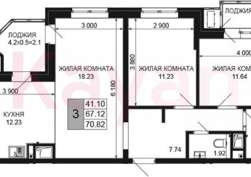 Продажа 3-комн. квартиры, 67.12 кв.м фото 0