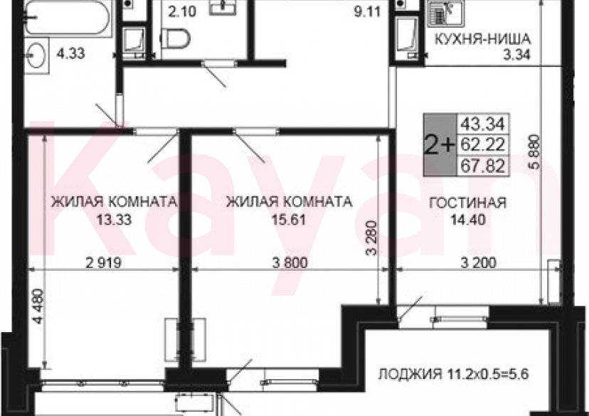 Продажа 3-комн. квартиры, 62.22 кв.м фото 0