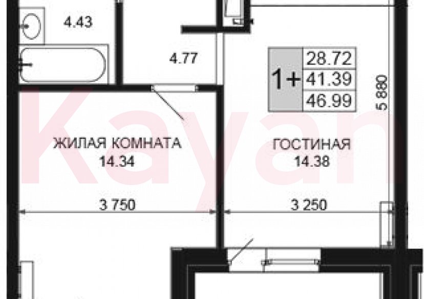 Продажа 2-комн. квартиры, 41.39 кв.м фото 0