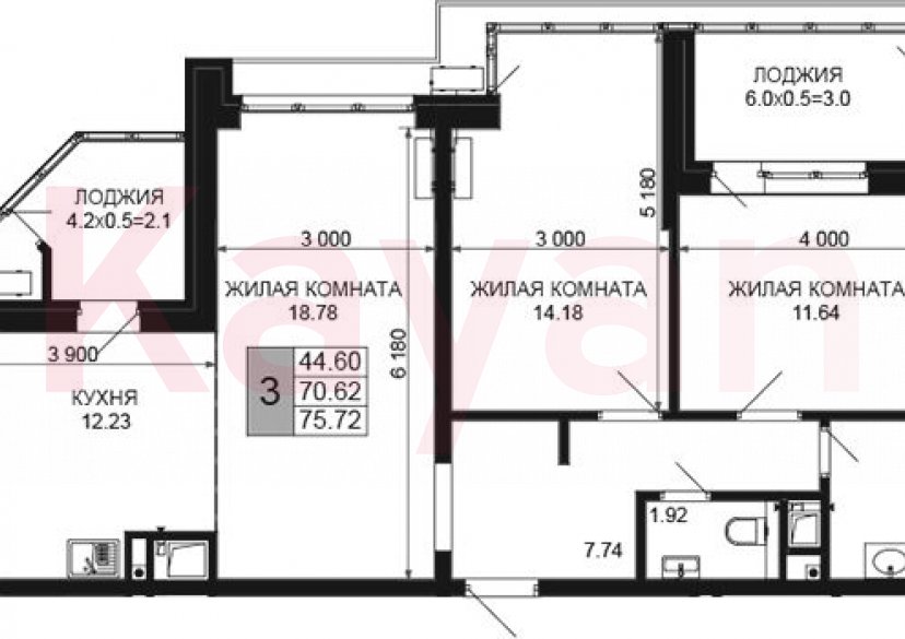 Продажа 3-комн. квартиры, 70.62 кв.м фото 0