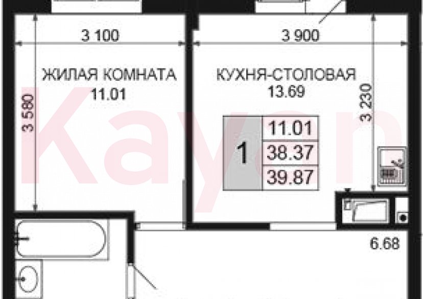 Продажа 1-комн. квартиры, 38.37 кв.м фото 0