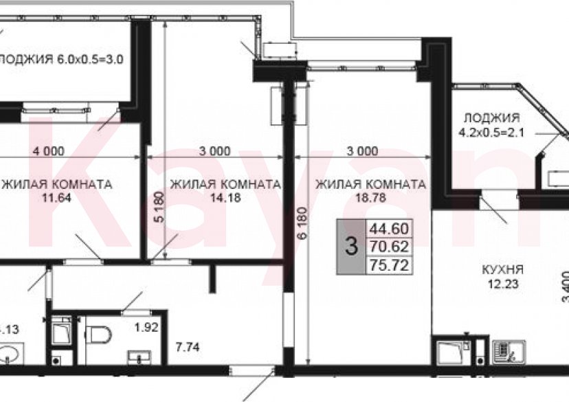 Продажа 3-комн. квартиры, 70.62 кв.м фото 0