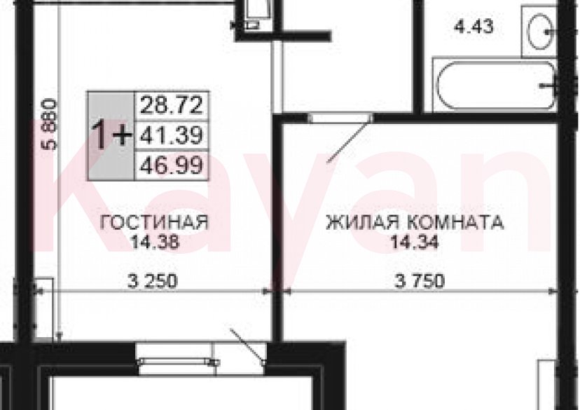 Продажа 2-комн. квартиры, 41.39 кв.м фото 0