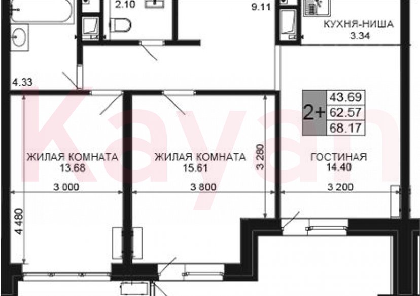 Продажа 3-комн. квартиры, 62.57 кв.м фото 0