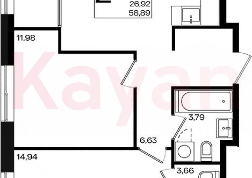 Продажа 3-комн. квартиры, 58.89 кв.м фото 0