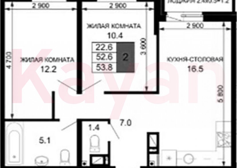 Продажа 2-комн. квартиры, 52.6 кв.м фото 0