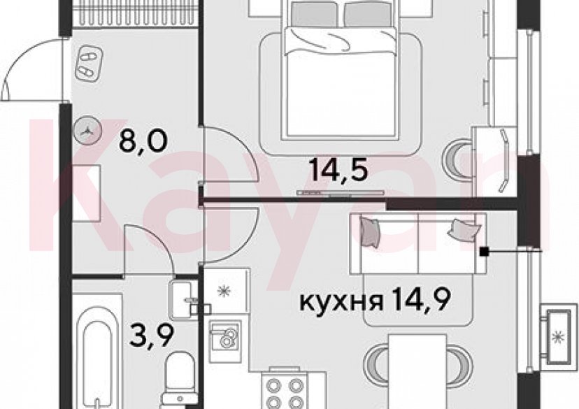 Продажа 1-комн. квартиры, 41.3 кв.м фото 0