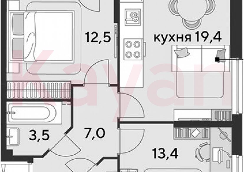 Продажа 3-комн. квартиры, 58.5 кв.м фото 0