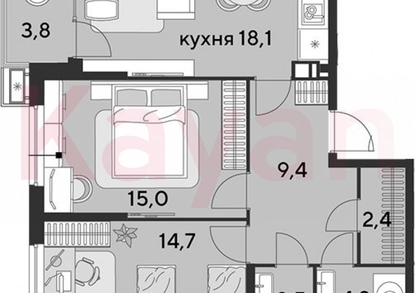 Продажа 3-комн. квартиры, 66.3 кв.м фото 0