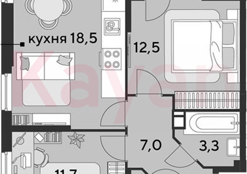 Продажа 3-комн. квартиры, 54.7 кв.м фото 0