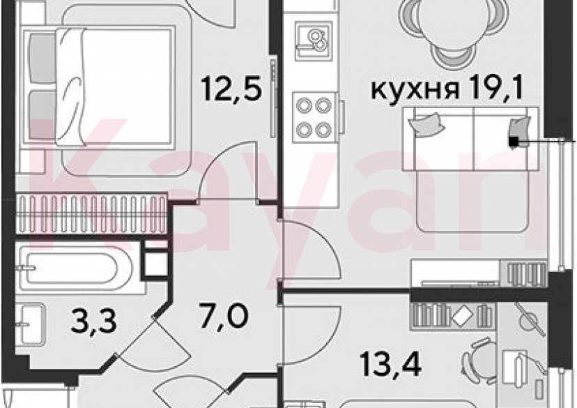 Продажа 3-комн. квартиры, 57.8 кв.м фото 0