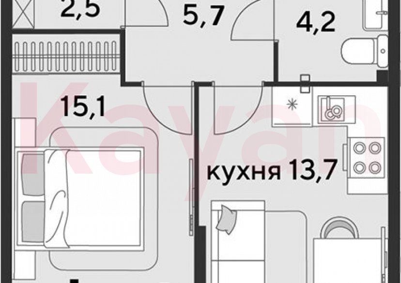 Продажа 1-комн. квартиры, 41.2 кв.м фото 0