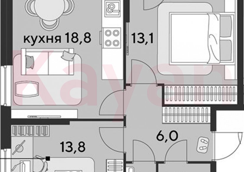 Продажа 3-комн. квартиры, 57.8 кв.м фото 0