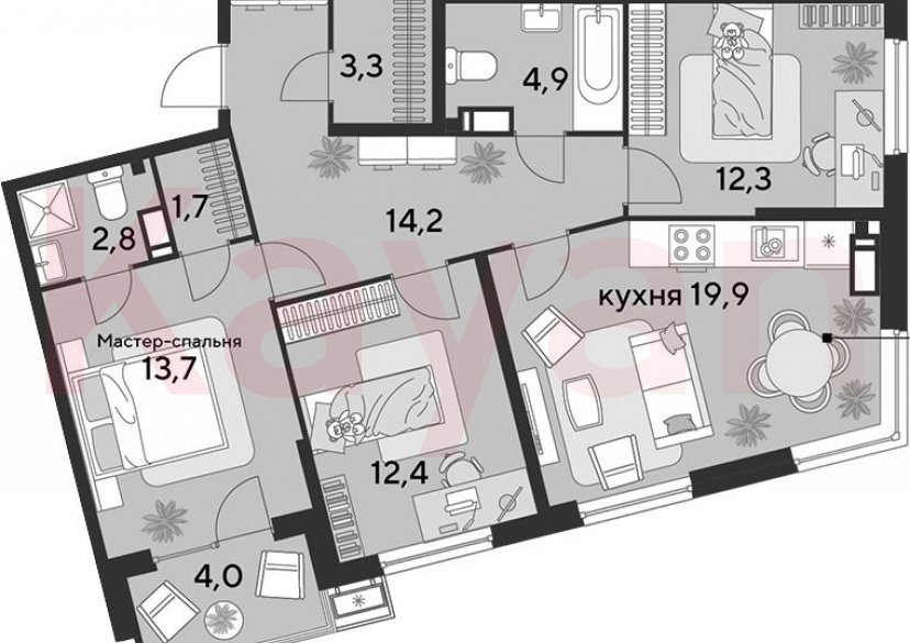 Продажа 4-комн. квартиры, 85.2 кв.м фото 0